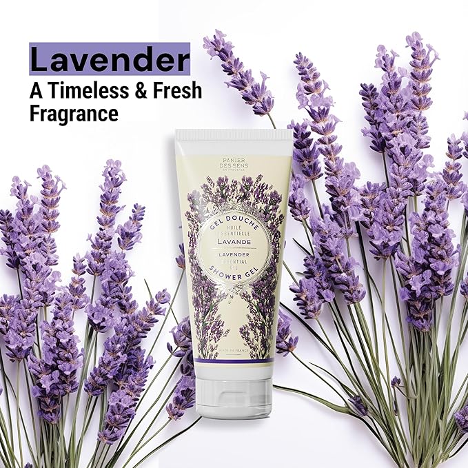 Panier des Sens - Lavender Moisturizing Body Wash for Women & Men - Gentle Shower Gel 96% Natural Ingredients for Normal, Sensitive Skin - Body Care Made in France, SLS Free, Vegan - 6.8 Floz