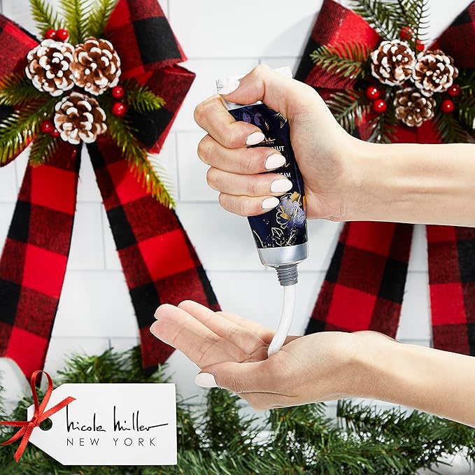 Nicole Miller New York 10-Piece Festive Fragrance Hand Cream Collection - 30ml Each Bottle, Ultra Hydrating Luxury for Your Hands, Navy Floral