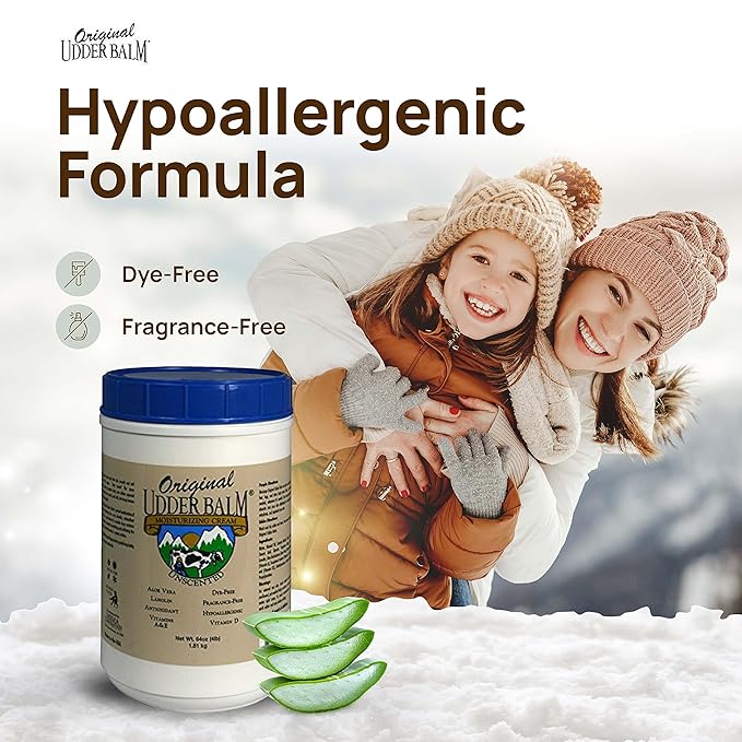 Original Udder Balm Unscented Tub - Made in USA - Hypoallergenic, Dry Skin Relief for Hands, Feet & Face, Moisturizer for Sensitive, Cracked Dry Skin, 64 Fl Oz