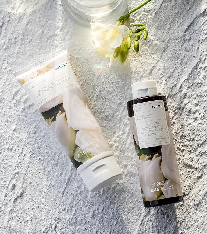 KORRES Renewing Body Cleanser, White Blossom Aroma, Foaming Shower Gel for Women & Men with Greek Botanicals, Gentle Body Wash to Cleanse & Hydrate, Vegan & Cruelty Free, Made in Greece, 8.45 Fl Oz