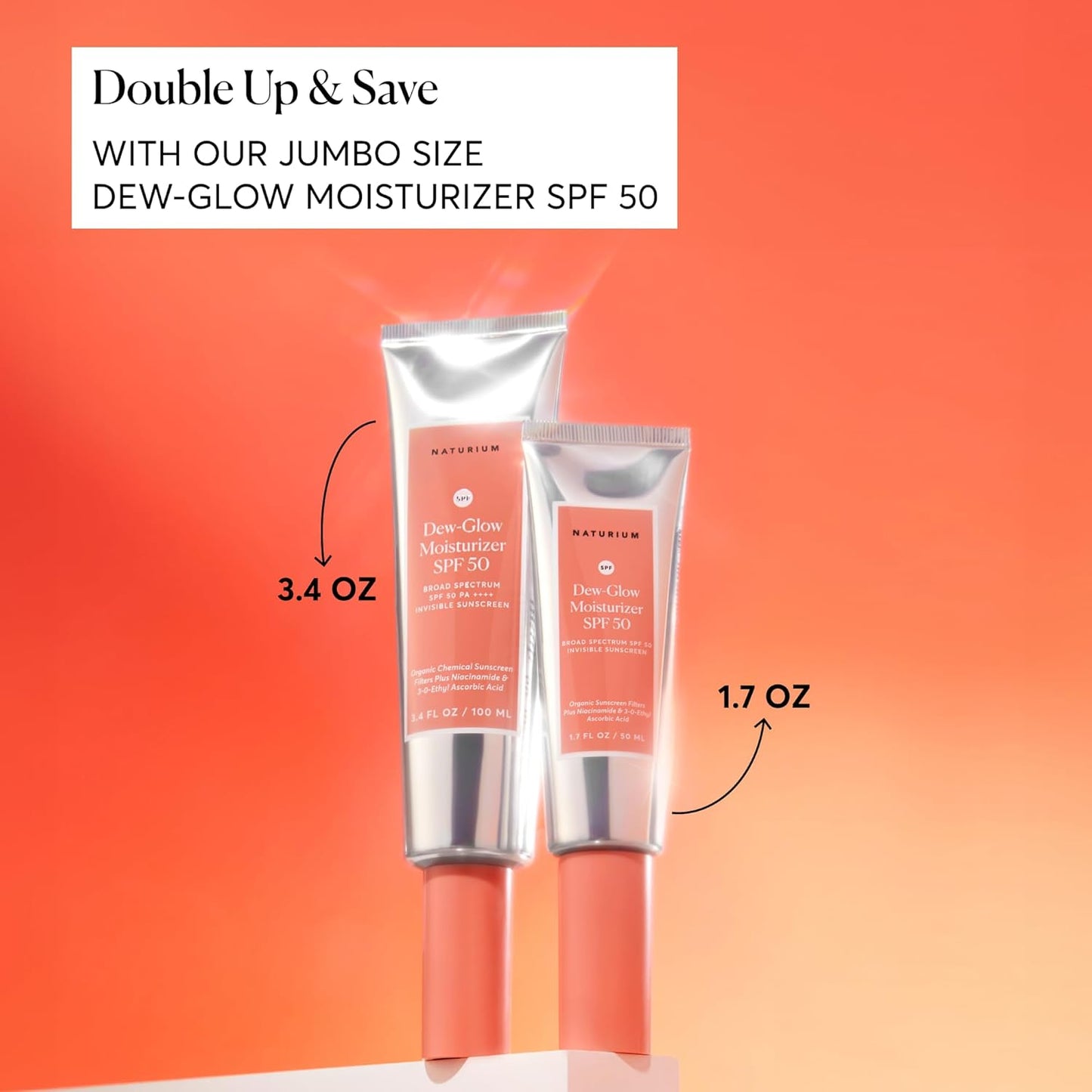Dew-Glow Moisturizer SPF 50 PA++++, Daily Moisturizing Sunscreen & Face Primer, Skin Protector with Dewy Finish, 1.7 Oz