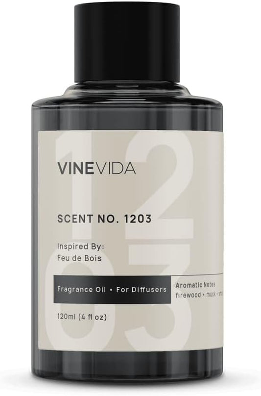 VINEVIDA [4 Fl Oz] Scent NO. 1203 Fragrance Oil for Cold Air Diffusers, Aromatic Notes of Smokey Woody Musk, Essential Oils for Diffuser Oil Refill & Air Freshener Room Spray