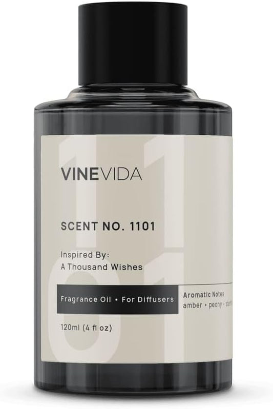 VINEVIDA [4 Fl Oz] Scent NO. 1101 Fragrance Oil for Cold Air Diffusers, Aromatic Notes of Amber Peony Starfruit, Essential Oils for Diffuser Oil Refill & Air Freshener Room Spray