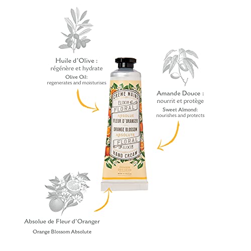 Panier des Sens - Small Hand Cream for Dry Cracked Hands – Orange Blossom Mini Hand Lotion for Dry Skin - With Sweet Almond and Olive Oil - Hand Care 96% Natural Ingredients - Travel Size 1 floz