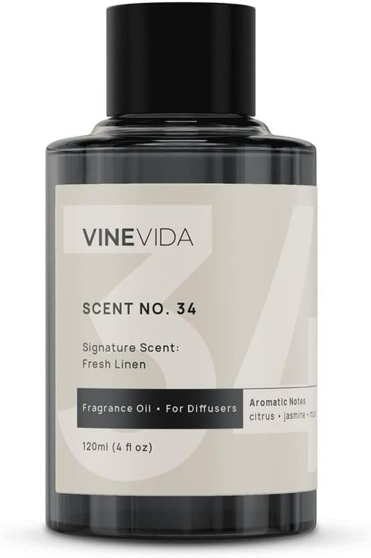 VINEVIDA Fresh Linen Fragrance Oil for Cold Air Diffusers - 4 Fl Oz - Essential Oils for Diffuser Oil Refill & Air Freshener Room Spray