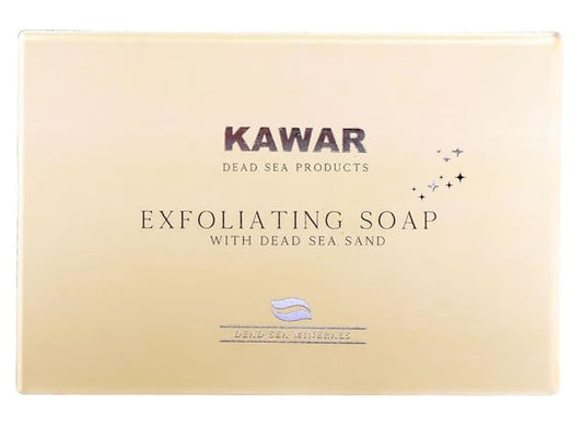 KAWAR Dead Sea Exfoliating Soap with Dead Sea Sand - Salicylic Acid, Magnesium Chloride, Shea Butter, Olive Oil & Tea Tree - Vegan Soap Bar for Men & Women, 4.2 oz (Pack of 2)