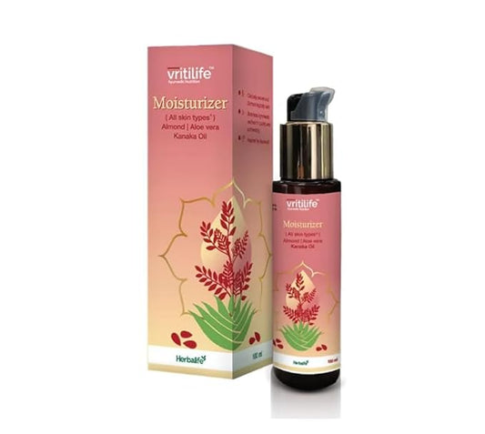 Vritilife Ayurvedic Moisturizer For Skin Tone, Complexion, Hydration, 100Ml Almond, Aloe Vera, Kanaka Oil (All Skin Types)