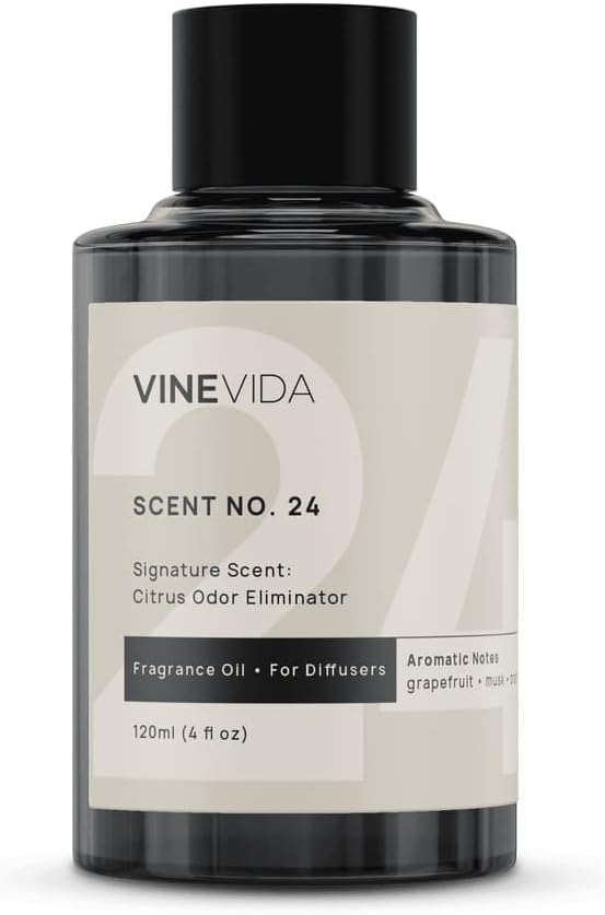 VINEVIDA [4 Fl Oz] Citrus Odor Eliminator Fragrance Oil for Cold Air Diffusers, Essential Oils for Diffuser Oil Refill & Air Freshener Room Spray