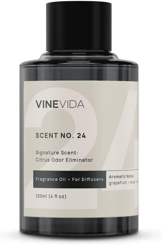 VINEVIDA [4 Fl Oz] Citrus Odor Eliminator Fragrance Oil for Cold Air Diffusers, Essential Oils for Diffuser Oil Refill & Air Freshener Room Spray