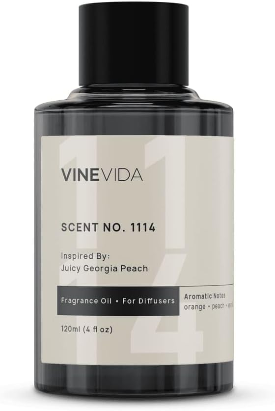 VINEVIDA [4 Fl Oz] Scent NO. 1114 Fragrance Oil for Cold Air Diffusers, Aromatic Notes of Peach, Orange Blossom, Honeysuckle & Vanilla Essential Oils for Diffuser Oil Refill & Air Freshener Spray
