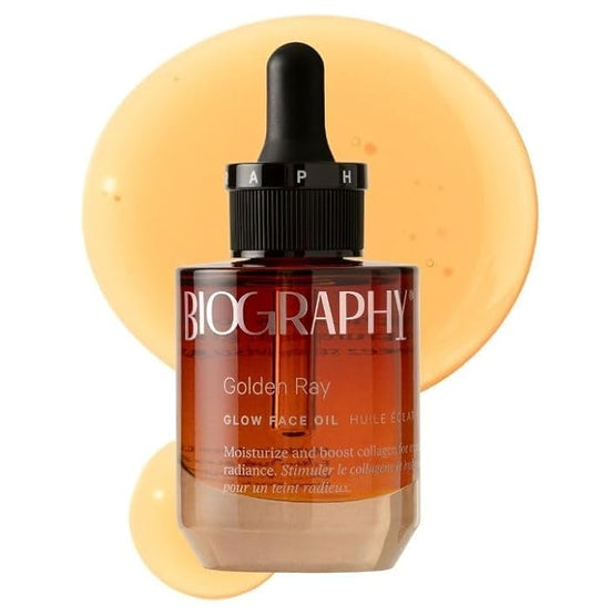 Golden Ray Glow Face Oil, 30ml. Collagen Boosting, Natural Skincare Moisturizing & Hydrating Facial Oil for Women. Incr Elasticity w/French Marine Algae, Jojoba & Rosehip for Fine Lines & Wrinkles
