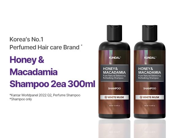 KUNDAL Natural Hair Shampoo [Ylang Ylang Scent] Ultimate Damage Hair Repair Strengthen, Nourish dry, with Honey, Argan Oil, Macadamia Oil, Free Paraben & Sulfate 600ml (300ml x2ea) 20.28 Fl Oz