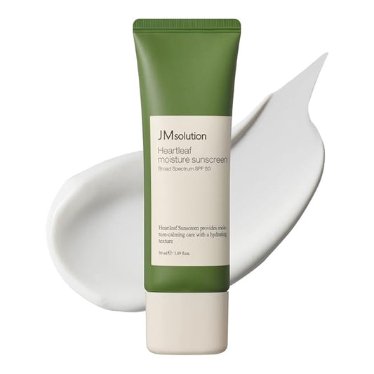 JMsolution Heart Leaf Sunscreen SPF 50 – Made in USA, Calming UV Protection with Heart Leaf & Centella Asiatica – Lightweight Hydrating Face Sunscreen for Sensitive Skin