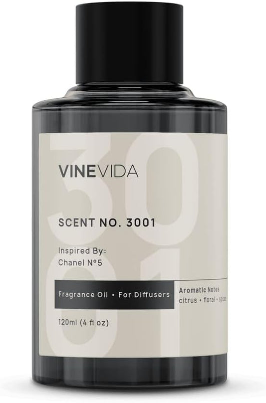 VINEVIDA [4 Fl Oz] Scent NO. 3001 Fragrance Oil for Cold Air Diffusers, Aromatic Notes of Citrus Floral Spices, Essential Oils for Diffuser Oil Refill & Air Freshener Room Spray