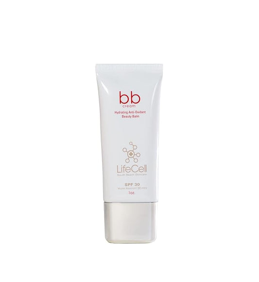 LifeCell Hydrating Antioxidant SPF 30 Tinted Anti-Aging BB Cream – Medium Shade – Physical Sunscreen with Zinc Oxide for Wrinkle Prevention, Dark Spot Defense – 1oz