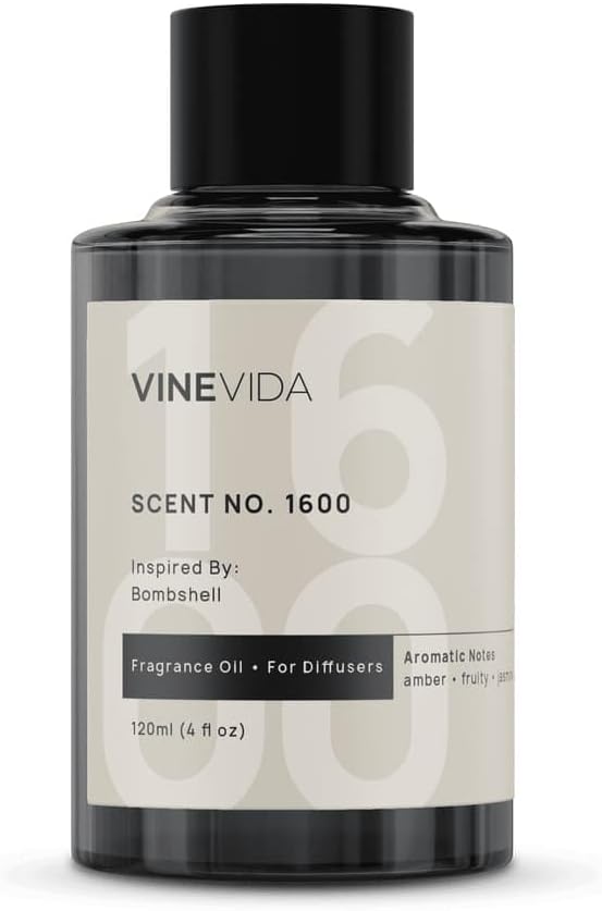 VINEVIDA [4 Fl Oz] Scent NO. 1600 Fragrance Oil for Cold Air Diffusers, Aromatic Notes of Amber Fruity Jasmine, Essential Oils for Diffuser Oil Refill & Air Freshener Room Spray