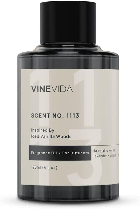 VINEVIDA [4 Fl Oz] Scent NO. 1113 Fragrance Oil for Cold Air Diffusers, Aromatic Notes of Vanilla, Lavender, Smokey & Woodsy Notes Essential Oils for Diffuser Oil Refill & Air Freshener Spray