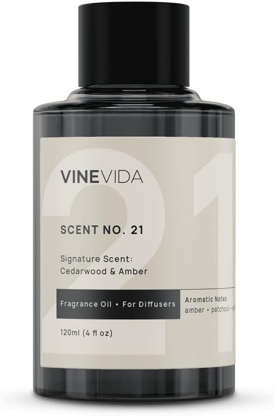 VINEVIDA [4 Fl Oz] Cedarwood & Amber Fragrance Oil for Cold Air Diffusers, Fall Essential Oils for Diffuser Oil Refill & Air Freshener Room Spray