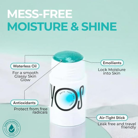 WYOS All Over Oil Stick 2 Pack, Face Body Oil Dew Hydration Shine Glow, Moisturizing Non-Greasy Formula, Travel Friendly, Leak Free, Highlighter Balm, Hair Stick, Vegan, Sulfate Free, Paraben Free