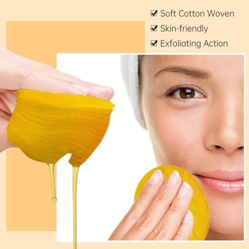 Turmeric Cleansing Pads for Face - Turmeric Exfoliating Face Scrub Pads with Vitamin C - Help Balance Skin Oil & Water - Suitable for All Skin Types - 50 Pcs (M)