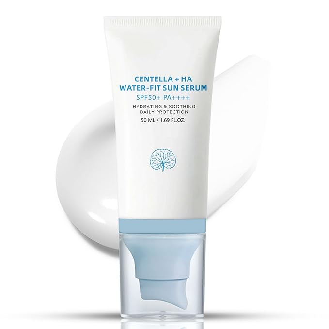 𝐶𝑒𝑛𝑡𝑒𝑙𝑙á Sunscreen SPF 50, Hyalu Cica Water-Fit Sun Serum, Face Sun Screen Long-Lasting Protection, Cen-tella Madagascar Sunscreen, NO White Cast - Dry Oily Korean Skincare (Blue 1)