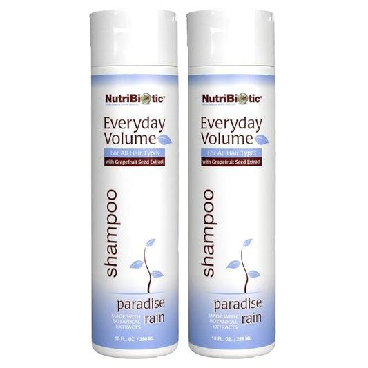 NutriBiotic Everyday Volume Shampoo, Paradise Rain, 10 Fl. Oz Twin Pack | GSE & Botanicals for All Hair Types | Free of Parabens, Sulfates, Dyes, Colorings, Cocamide DEA & Chlorine Derivatives