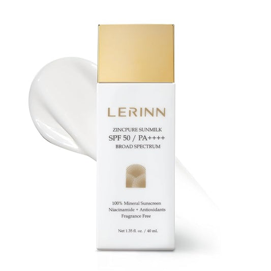 ZincPure Sunmilk SPF 50/PA++++ Broad Spectrum, 100% Mineral Facial Sunscreen, Lightweight Sheer Finish, No White Cast, Fragrance-Free Daily Moisturizer for Sensitive & All Skin Types (40 ml)