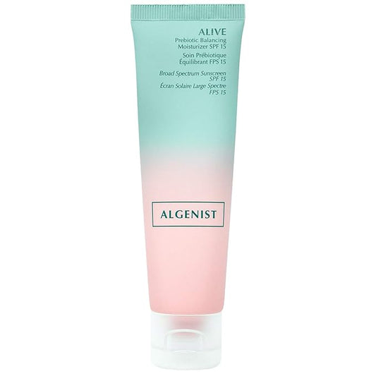 Algenist ALIVE Prebiotic Balancing Moisturizer SPF15 - Moisturizing Mineral Sunscreen for Face, Neck & Chest with Prebiotics - Zinc Oxide Facial Sunscreen (50ml / 1.7oz)