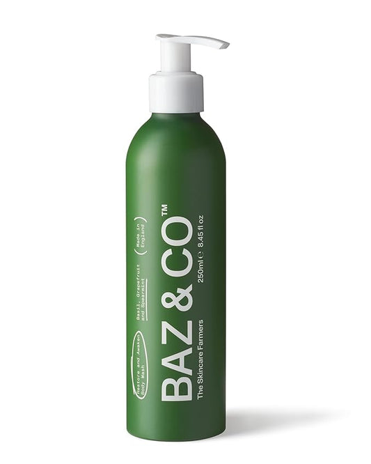 BAZ & CO Mens Moisturizing Body Wash - Restore and Awaken Body Wash for Men 8.45 Fl Oz with Basil, Grapefruit and Spearmint
