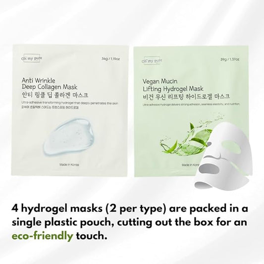 Korean Collagen Face Mask Overnight 2+2 EA Luxury Skin Care (AntiWrinkle, Vegan Mucin) (Sampler 4)
