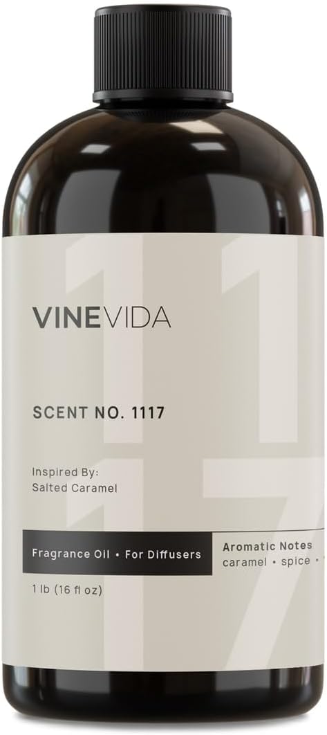 VINEVIDA [16 Fl Oz] Scent NO. 1117 Fragrance Oil for Cold Air Diffusers, Aromatic Notes of Caramel Spice, Salt, Sugar, Rum & Vanilla Essential Oils for Diffuser Oil Refill & Air Freshener Spray