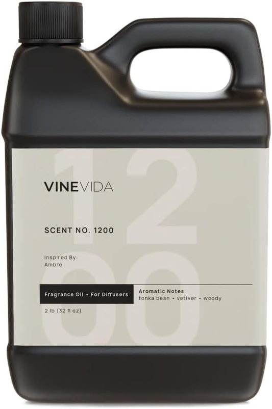 VINEVIDA [128 Fl Oz] Scent NO. 1200 Fragrance Oil for Cold Air Diffusers, Aromatic Notes of Aniseed, Incense, Balm & Patchouli Essential Oils for Diffuser Oil Refill & Air Freshener Spray