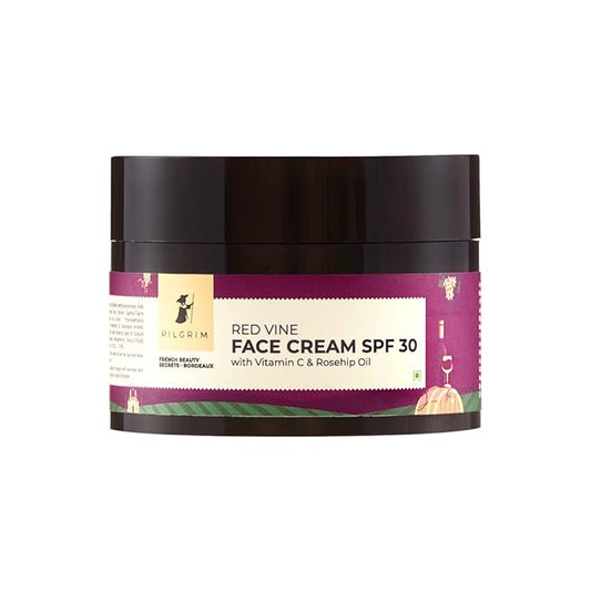 Pilgrim Red Vine Vitamin C Face Cream SPF 30 | with Rosehip Oil (PA+++) | Fights Wrinkle | Provides Long Lasting Sun Protection | 1.76 Oz (50gm)