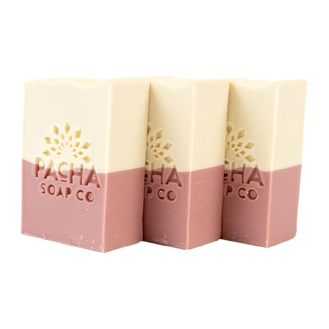 Pacha Soap Co. Bar Soap, Jasmine Gardenia, 3-Pack (4 oz ea) - Premium, Handcrafted, Hydrating, Natural Face Wash, Hand Cleanser, Body Wash, Soothing Essential Oils