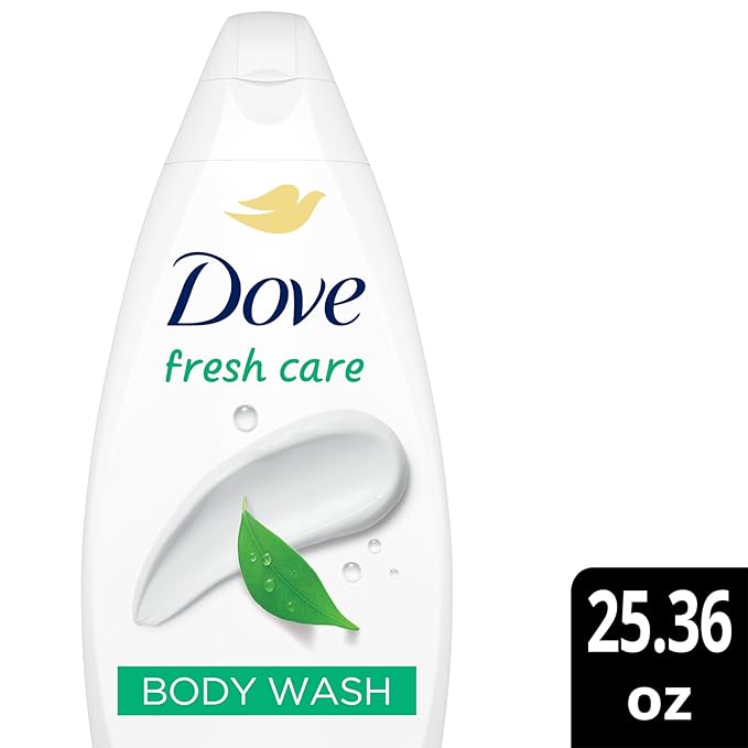 Dove Body Wash, Fresh Care, Value-Size 4-Pack – Soothing Moisturizing Cleanser for Soft Skin, 25.36 Oz Ea