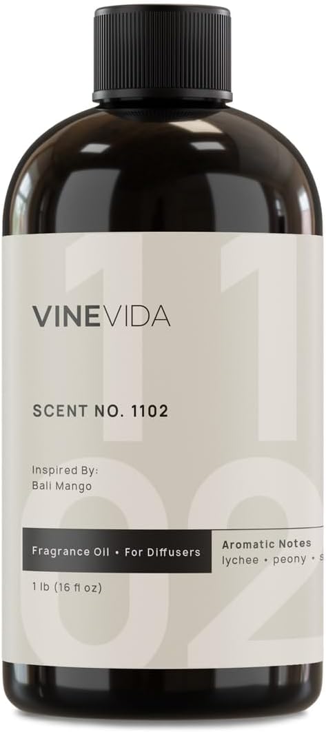 VINEVIDA [16 Fl Oz] Scent NO. 1102 Fragrance Oil for Cold Air Diffusers, Aromatic Notes of Lychee Peony Sandalwood, Essential Oils for Diffuser Oil Refill & Air Freshener Room Spray