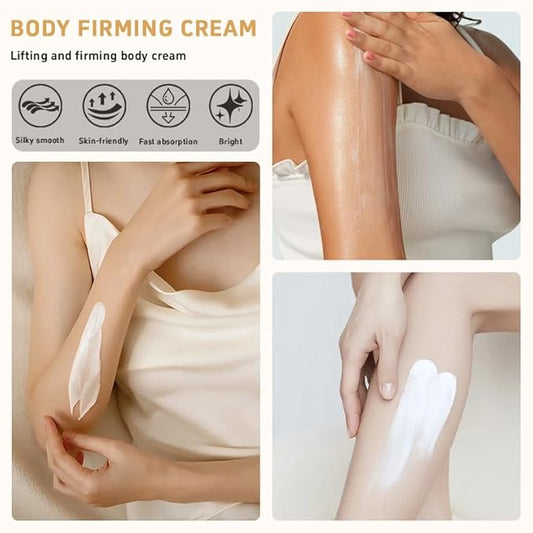 Champagne Lift Body Creme, Smoothing & Elasticity Boost for Arms, Legs, Neck – Lightweight Anti-Sagging Moisturizing Cream (Almond Coconut, 8 Fl Oz)