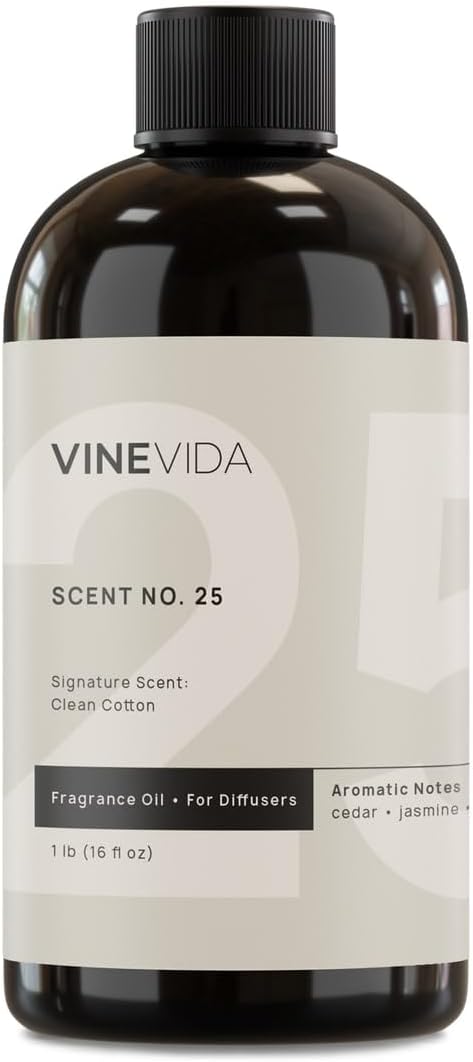 VINEVIDA [16 Fl Oz] Clean Cotton Fragrance Oil for Cold Air Diffusers, Essential Oils for Diffuser Oil Refill & Air Freshener Room Spray