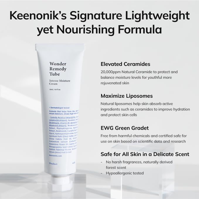 Korean Moisturizer with CICA & CeramideㅣHydrating Face Cream for Redness Relief & Barrier Repair, 1.69 Fl Oz