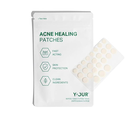 Y’OUR Improving Acne Patches: Ultra-thin Hydrocolloid Pimple Patch for Face; Purifies & Alleviates Stubborn Blemishes, Promotes Healing, Effective Zit Treatment. Made in USA. 56 Count