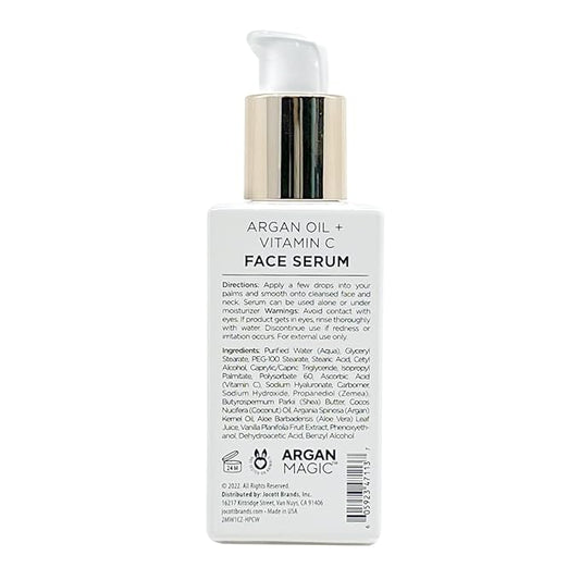 Argan Magic Brighten Face Serum with Vitamin C & Argan Oil - Hydrating & Brightening Formula | Reduce Dark Spots, Fine Lines, & Wrinkles (2 oz)