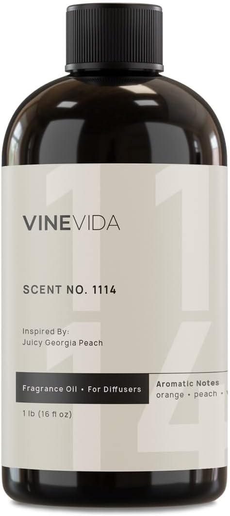 VINEVIDA [16 Fl Oz] Scent NO. 1114 Fragrance Oil for Cold Air Diffusers, Aromatic Notes of Peach, Orange Blossom, Honeysuckle & Vanilla Essential Oils for Diffuser Oil Refill & Air Freshener Spray