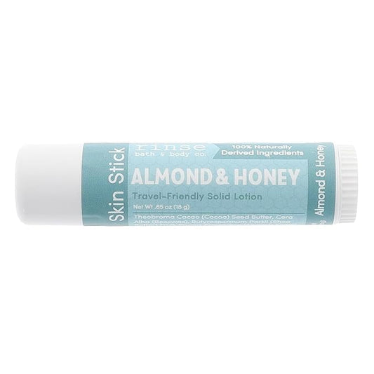Rinse Bath & Body Solid Honey & Almond Lotion - Natural Solid Lotion Bar w/Shea and Cocoa Butter | Moisturizing No Mess Travel Lotion w/Beeswax, Apricot & Refined Avocado Oil | Handmade |.5oz