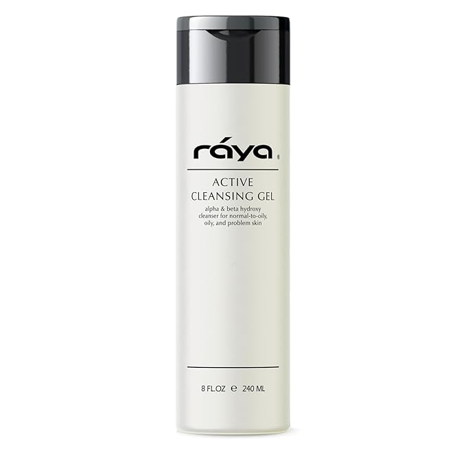 Raya Active Facial Cleansing Gel (G-107), Oil Control Cleanser with AHA and BHA, Deep Pore Gel for Oily and Break-Out Skin, Gentle Face Wash for Women and Men, Suitable for Daily Use, 8oz or 16oz btl