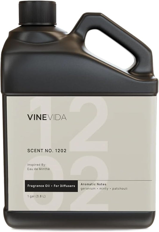 VINEVIDA [128 Fl Oz] Scent NO. 1202 Fragrance Oil for Cold Air Diffusers, Aromatic Notes of Mint, Nutmeg & Patchouli Essential Oils for Diffuser Oil Refill & Air Freshener Room Spray