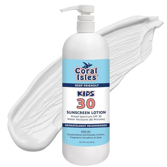 KIDS Rocky Mountain Sunscreen Broad Spectrum | UVA/UVB Protection | Hawaii 104 Reef Act Compliant (Oxybenzone & Octinoxate Free) | Water Resistant 80 Min. | Fragrance Free | Quart With Pump (32 Fl Oz)