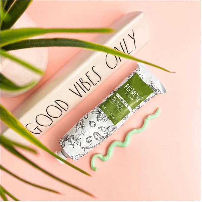 Pistaché Skincare Pistachio Oil Hand Cream + Hydrates and Nourishes Last All Day + Vitamin E + Antioxidant Protection + Protects Skin, Nails & Cuticles, 2.4 oz