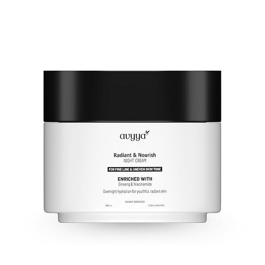 Radiant and Nourish Night Cream for Fine Line and Uneven Skin tone enriched with Ginseng and Niacinamide | Hydrates Overnight, Reduces Wrinkles and Dark Spots - 3.38 oz