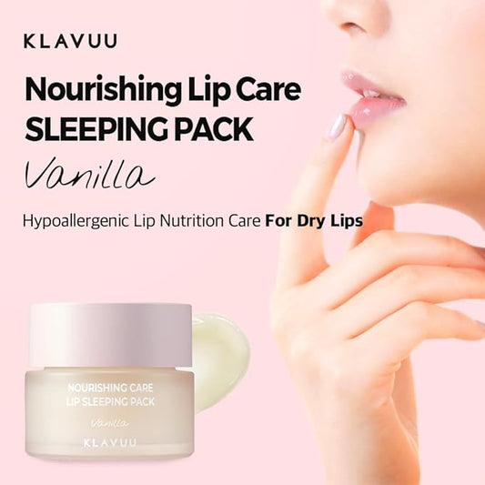 Klavuu Lip Mask Sleeping Pack (0.7oz) – Overnight Deep Hydrating Korean Lip Balm Treatment for Very Dry, Chapped Lips | Lip Lightening & Plumping with Instant Hydration | Gentle Exfoliating (Vanilla)
