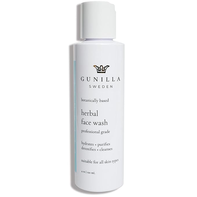 GUNILLA Herbal Face Wash - Very Gentle Daily Cream Cleanser for Dry, Normal, Sensitive Skin. Removes Dirt, Oil & Impurities. Plant-Based. Vegan. Natural. Concentrated 4.0 oz